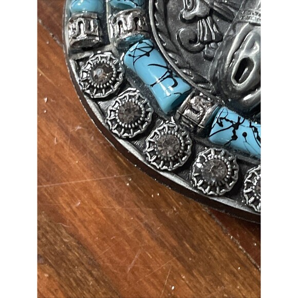 Belt Buckle Texas Horse Rhinestones 4 x 3" 1.5" Belt Metal Light - Picture 2 of 9